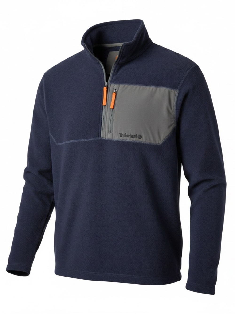 Timberland Men’s Navy Fleece Quarter-Zip with Gray Chest Panel